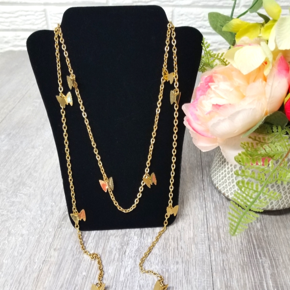 Goldtone butterfly necklace set